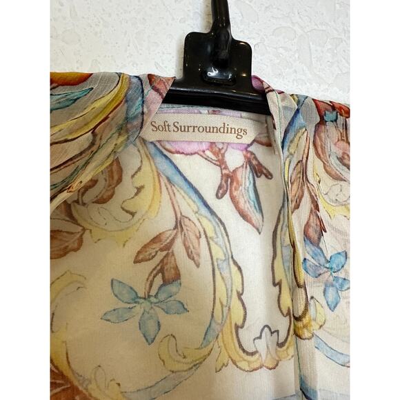 Soft Surroundings Sheer Open Front Flowy Jacket/Tunic:Cover Up Beaded Hem Sz S/M - Picture 5 of 15